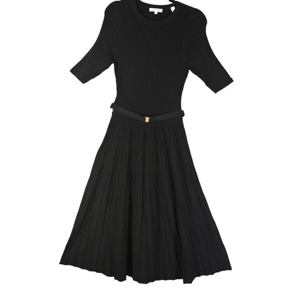 NEW, Veronica Beard Elthea Rib-Knit Belted Midi-Dress in Black Size M #MD1141 - Picture 6 of 10